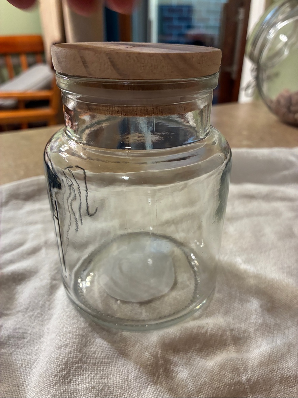 Rae Dunn STASH Clear Glass Storage Jar with lid - Picture 3 of 11